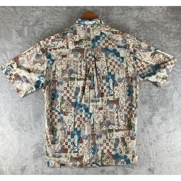 Tori Richard Honolulu Shirt Mens Medium Hawaiian Ancient Geometric Vintage USA - Picture 2 of 9